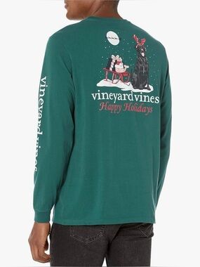 Vineyard Vines Forest Green 'Happy Holidays' Long-Sleeve Tee XXL